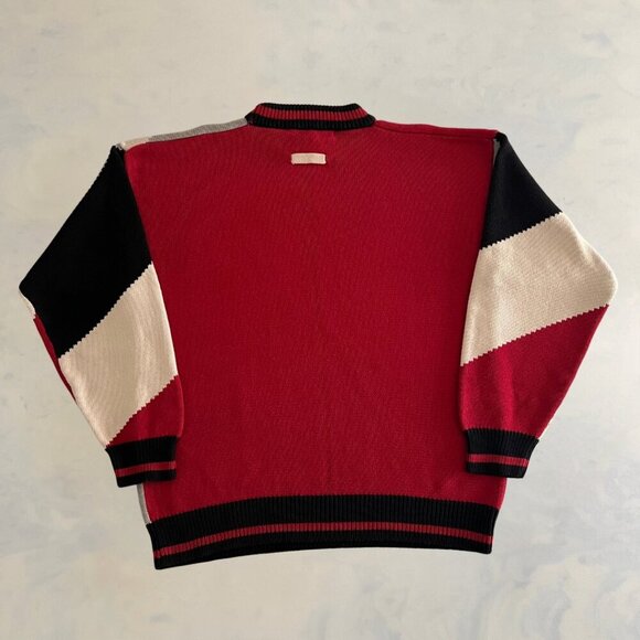Fenn Wright Manson Color Block Cotton Knit Crewneck Oversized Sweater - Picture 2 of 8